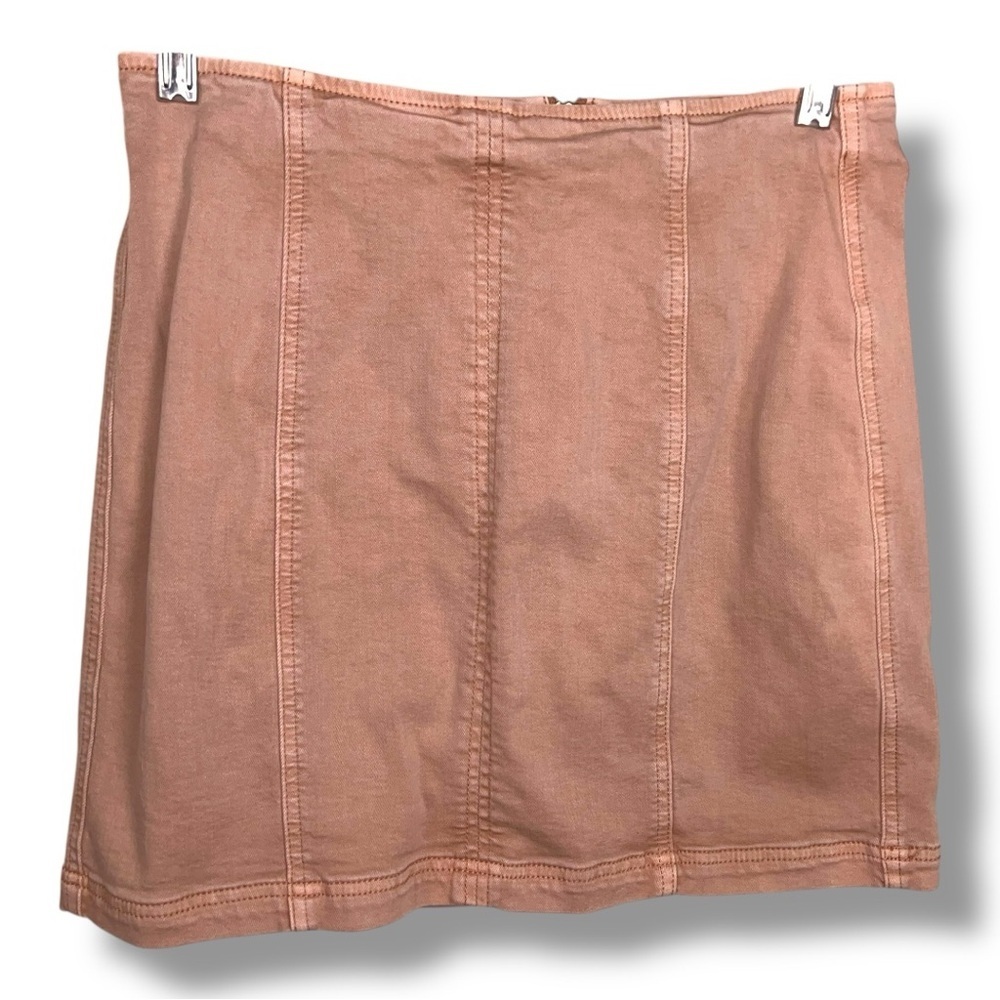 Size 28 Kendall And Kylie Peach Pink Denim Stretch Skirt Mini Zip Closure